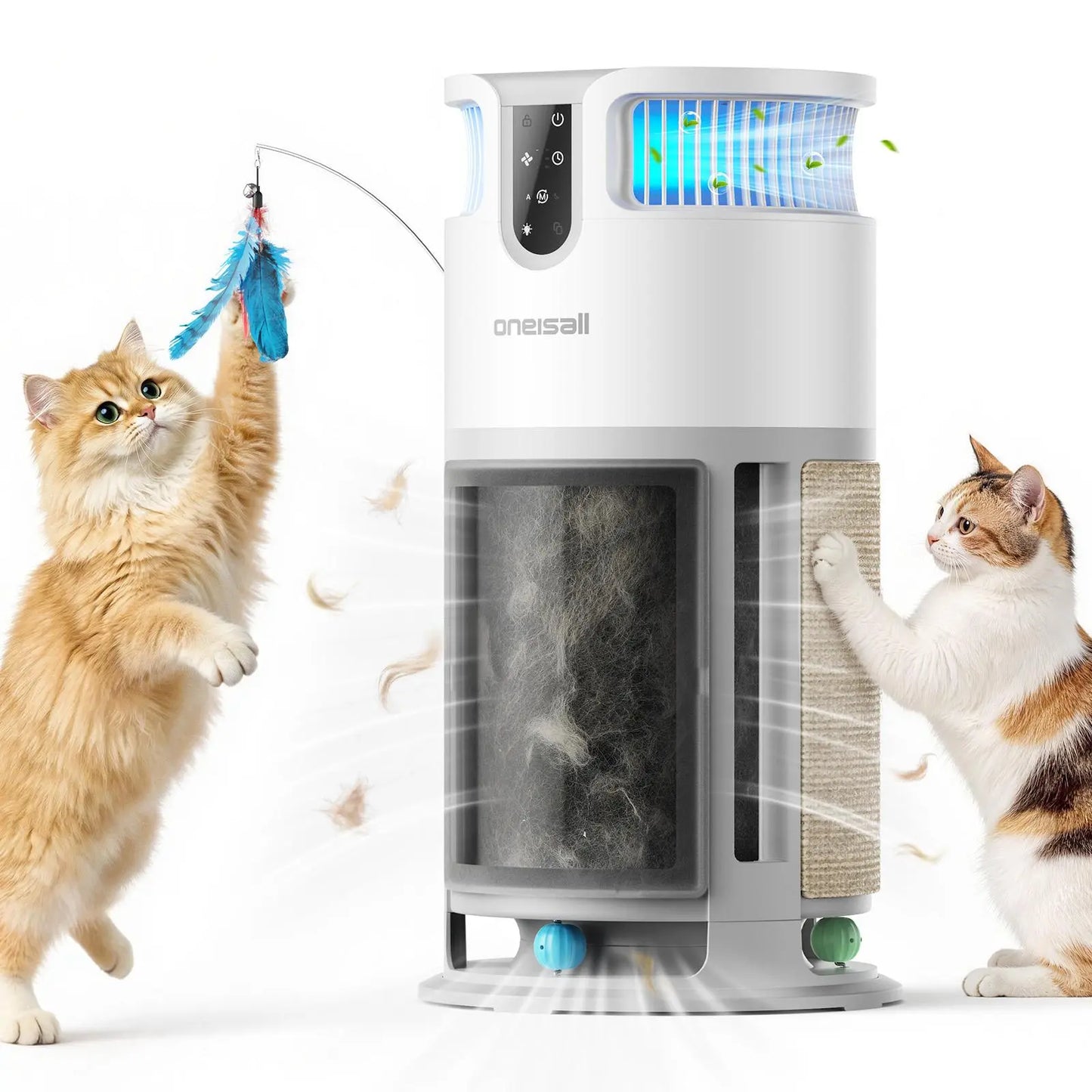 Oneisall Pet Air Purifier for Home | 320 CFM, HEPA + 200g Activated Carbon, Auto Air Quality Sensor — Odour & Allergen Removal for Dogs & Cats