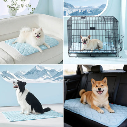 MIXJOY Pet Cooling Mat | Q-Max 0.5+ Instant Chill, Anti-Slip, Machine Washable — 4 Sizes for Dogs & Cats, Indoor, Outdoor & Travel Use