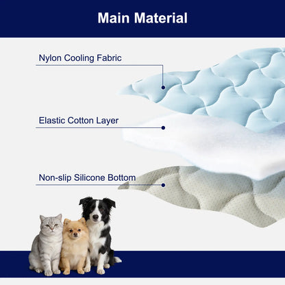 MIXJOY Pet Cooling Mat | Q-Max 0.5+ Instant Chill, Anti-Slip, Machine Washable — 4 Sizes for Dogs & Cats, Indoor, Outdoor & Travel Use